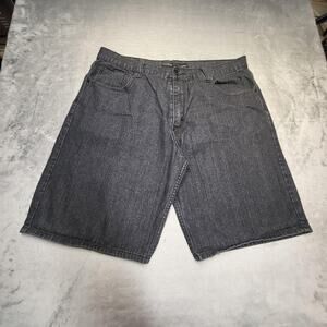 Rocawear Shorts Mens 42 Black Classic Fit Denim Jean Baggy Hip Hop Embroidered